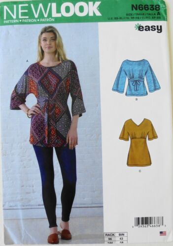 New Look 6638 EASY Misses Tops Tunics Sewing Pattern Sz 6-24 