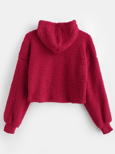 ZAFUL Women Fluffy Sweater Top Hoodie Sweatshirt Ladies Hooded Pullover Jumper