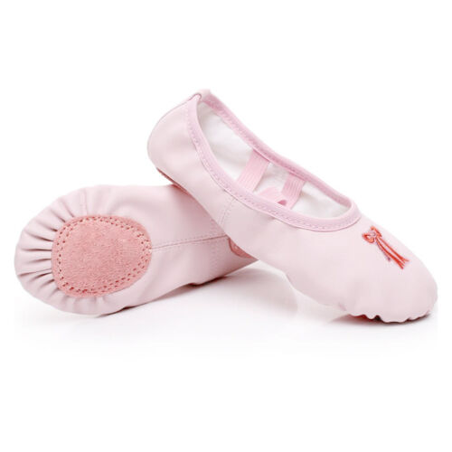 Kids Girls Canvas Leather Ballet Pointe Dance Shoes Fitness Gymnastics Slippers