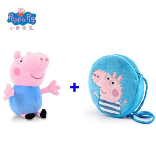 Details about  / 2 Pcs//set 19cm Peppa Pig Pig Plush Toy With George Pig Cartoon Round Purse Bag