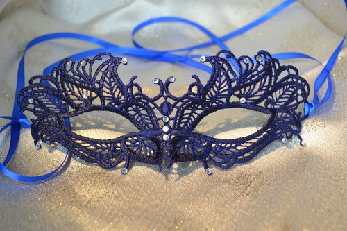 Blue Masquerade Mask Diamante Venetian Style Weddings New Year 2019 Masked Balls