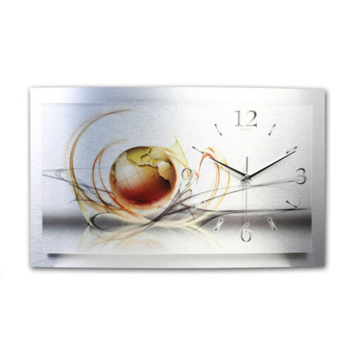 Abstrait Monde 3d Designer Horloge Radio Horloge radiopilotée en aluminium créatifs ressort silencieux 