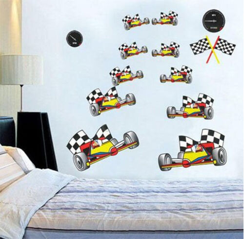 Car Racing Karting Wall Art  Deco Kids Decal Home Mural Paper Sticker Adhesive 