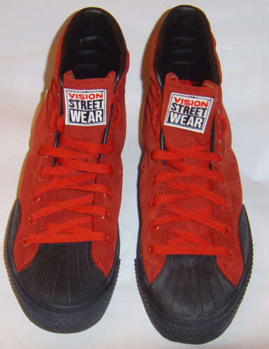 Vision Street Wear Zapatos De Gamuza años Skateboard Rojo Hi Tops-Talla 3 UK/4 Usa 