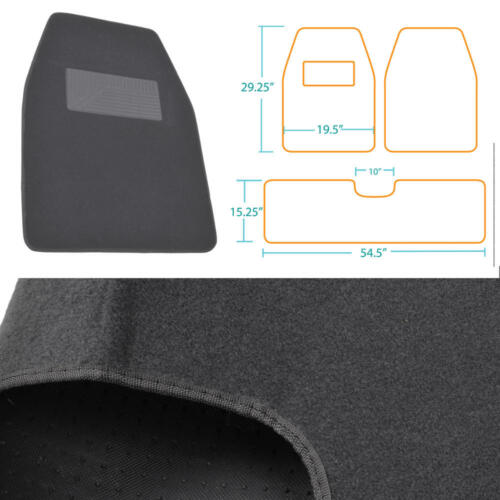 Classic Black//Charcoal Cloth Car Seat Covers Carpet Floor Mats for Auto Rug XL
