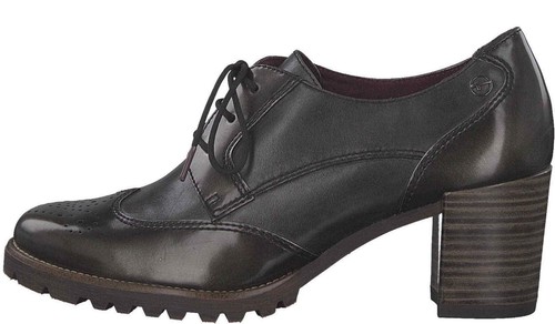 Tamaris Schnür Trotteur Pumps grau anthrazit 23302 214 Touch It Polster Leder