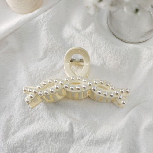 Pearl Hair Claw Clip Barrette Large Crab Hairpins for Women Girls Ponytail