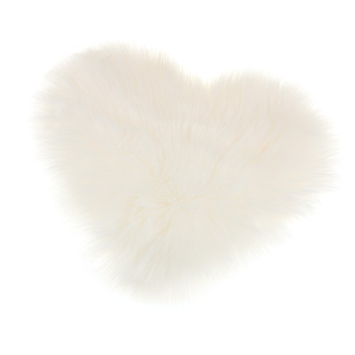 Blesiya Love Shape Shaggy 5cm Pile Area Rug Carpet Faux Fur Rug Mat White