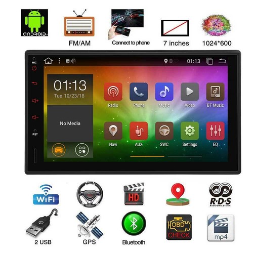 Universal 2DIN Android 7.1 Touch Auto GPS Radio Stereo Player FM//RDS//SWC//BT//Wifi