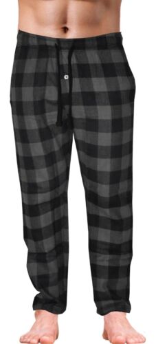 Mens Pyjama Lounge Pants Elasticated Trousers Bottoms Flannel Check 100% Cotton 