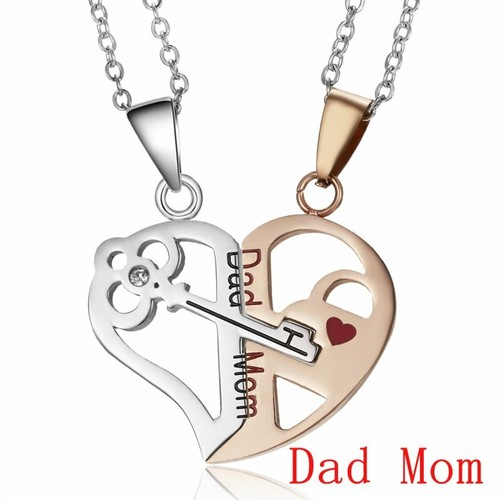 2pcs Fashion Stainless Steel Heart Couple Women Men Necklaces Pendant Chain Gift