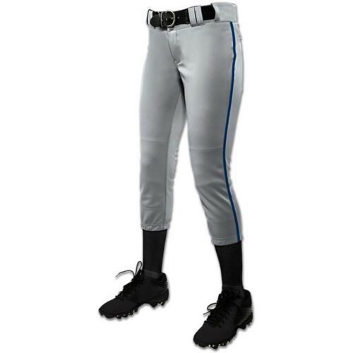 Champro Girl/'s Tournament Fastpitch Pant with Piping GRAYNAVY LG Youth