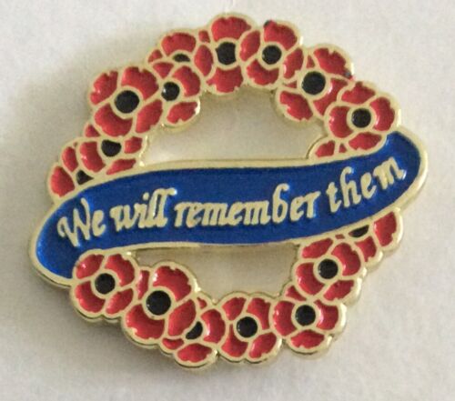 POPPY LEST WE FORGET REMEMBRANCE  ENAMEL  PIN BADGE. WE WILL REMEMBER THEM 