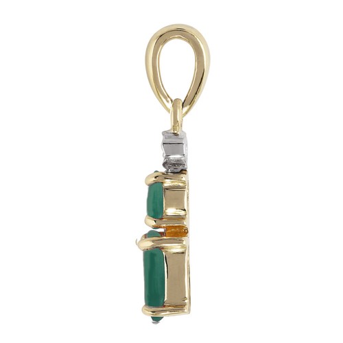 9ct Yellow Gold 0.63ct Natural Emerald /& Diamond Pendant on Chain