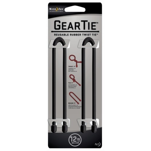 NITE IZE 12/" Réutilisable Caoutchouc Twist Ties 2//Pk Noir