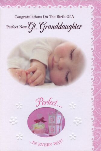 CONGRATULATIONS ON THE BIRTH OF YOUR  GREAT GRANDDAUGHTER NEW BIRTH CARD 1ST P/&P