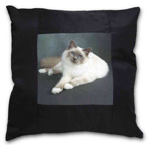 Adorable Birman Cat Black Border Satin Feel Cushion Cover With Pillow AC-85-CSB 