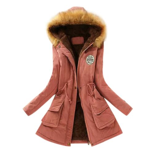 YUNY Women Warm Thick Solid Velvet Lapel Long-Sleeve Outwear Coat Pink L 