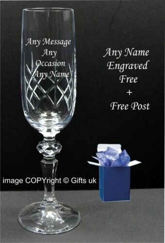 Personalised Engraved Crystal champagne flute Mother of the Groom Wedding Gift 