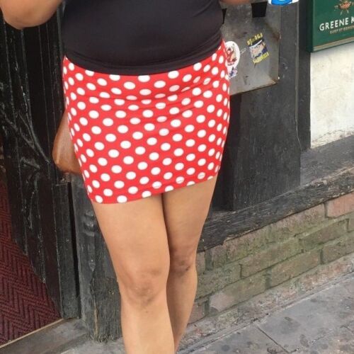 TAILLE haute jupe courte rouge à pois Micro Mini Femme Femmes Filles