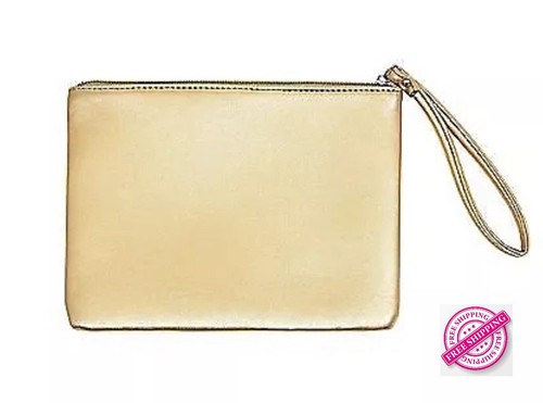 Cynthia Rowley GO Flat Metallic Gold Designer Pouch//Clutch Authentic /& Sealed