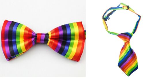 Rainbow Perro Gato Accesorios Corbata Collar Ajustable Reino Unido Bowtie Mascota Pajarita LGBT