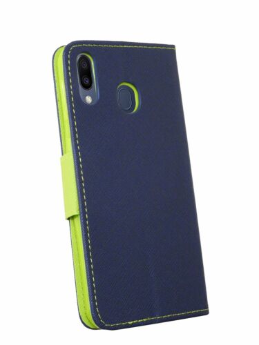 Book-style funda de móvil bolsa de accesorios en azul para Samsung Galaxy m20 m205f @cofi 