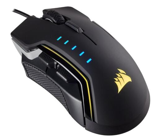 New CORSAIR GLAIVE RGB Gaming Mouse Comfortable Ergonomic Interchangeable Grips