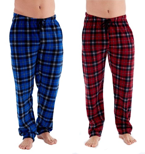 Da Uomo Ragazzi Da Uomo Blue Check Rosso Pigiama in pile Lounge Bottoms Pants Pantaloni S-XL