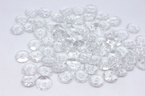 Petit Transparent à Coudre Boutons Acrylique deux trous clair de forme ronde 12 mm 50pcs