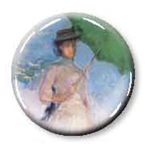 Claude Monet Acrylic Disc Metal Clasp Badge Art Brooch Lady with a Parasol