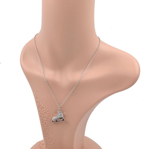 3D Strass Ice Skater Collier Pendentif Chaîne Longue Unisexe Bijoux Cadeau Mode