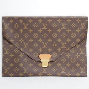 Vintage Louis Vuitton LV Monogram Brown Poche Plate Envelope Clutch Bag GM Large | eBay
