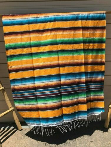 HOT ROD MEXICAN BLANKET MOTORCYCLE SARAPE XXL,5/'X7/' YELLOW SEAT COVERS