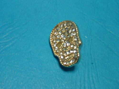 1 Gold Tone Diamante Rhinestone Sugar Skull Brooch Hijab Lapel Pin Elegant Gift