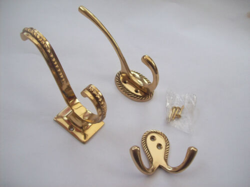 GEORGIAN styled rope edge fancy decorative hat and coat hooks solid brass