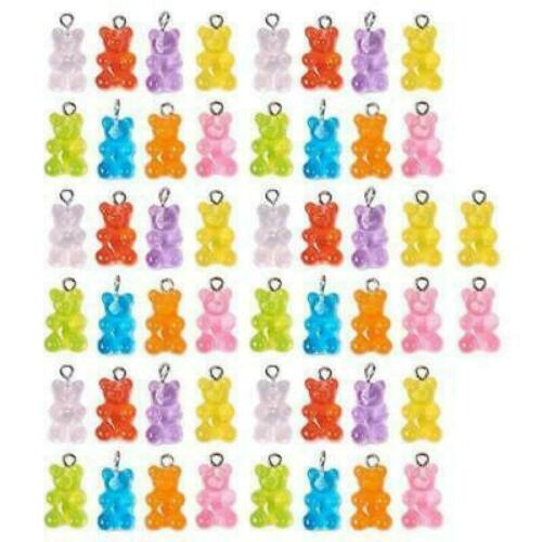 50X Resin Cute Bear Mixed Color Charms Pendant DIY Keychain Making Necklace 