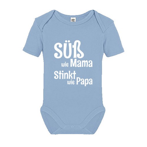 Babybody Spruch /"Süß wie Mama Stinkt wie Papa/" Kurzarm Strampler lustig