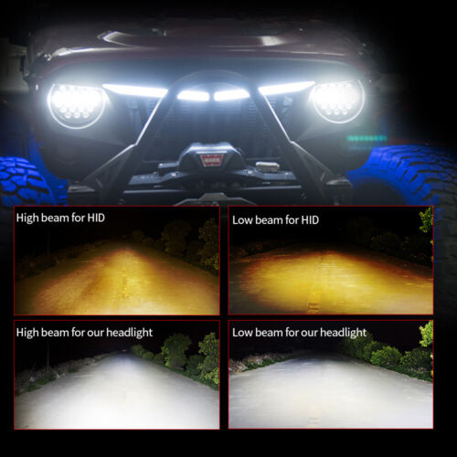 Pair 80W 7 INCH LED Headlights High Low Beam Turn Signal for Jeep Wrangler JK LJ