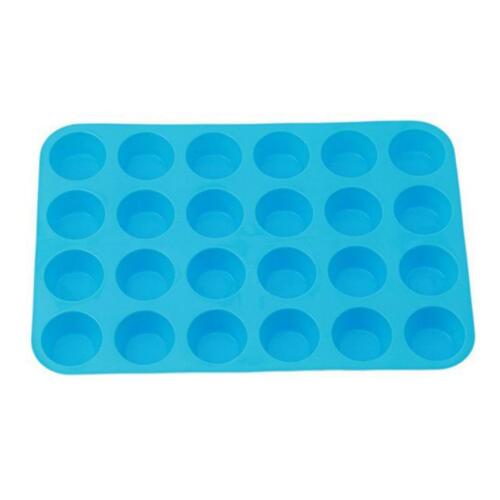 Silicone Mini Muffin Cup 24 Cavity Cookie Cupcake Pan Tray Mold Baking Tool 