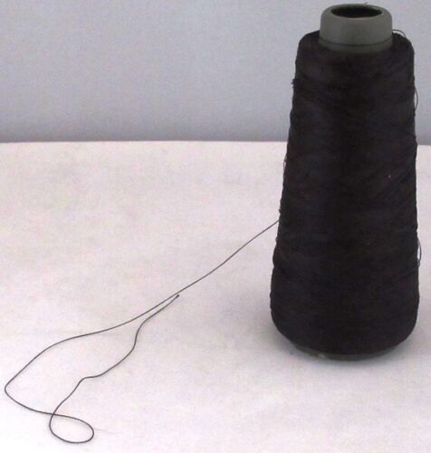 100% Silk Sewing Applique 50 weight Black Thread 3,000 meters on a cone spool 