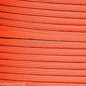 Solar Orange Paracord 50 Foot 550 lb Bracelet Camping Survival Kit Rope