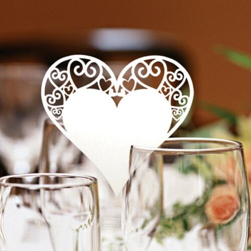 Heart for Wedding Name placeholders for Wine Glass Laser Cut on pearlised