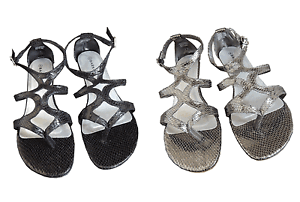 BLACK /& PEWTER KITTEN HEEL SANDAL WITH TEXTURED SNAKE SKIN EFFECT SIZE 5,6,7,8.