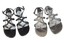 BLACK /& PEWTER KITTEN HEEL SANDAL WITH TEXTURED SNAKE SKIN EFFECT SIZE 5,6,7,8.