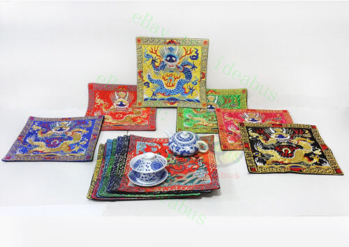 Placemats Tablemat 1/2/4/6PCS Hmong auspicious Dragon Embroidery square 25cm 10" 