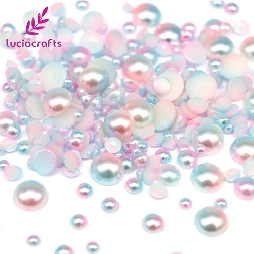 Lucia Crafts 3//4//5//6//8mm Half Round Imitation Pearls Flatback Scrapbook Beads DI