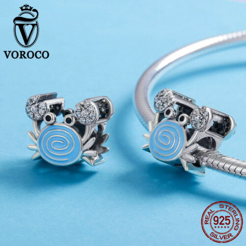 Voroco Xmas Hat 925 Sterling Silver Bead Crystal Charm For Girl Bracelet Jewelry
