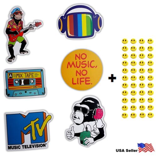 6 Skateboard Stickers Music MTV Vintage Vinyl Laptop Luggage Helmet Car Decals