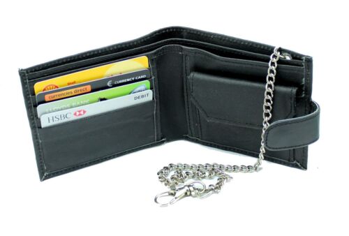 Mens Real Leather Biker Rider Wallet With Coin Pocket And Safety Metal Chain #06